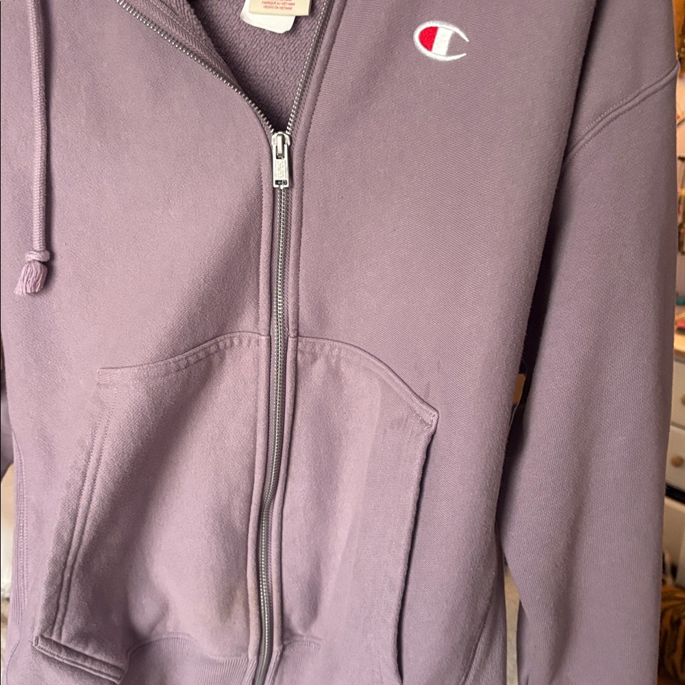 Champion Reverse Weave Full Zip Hoodie - Lavender Mauve - Size Medium - Picture 4 of 4